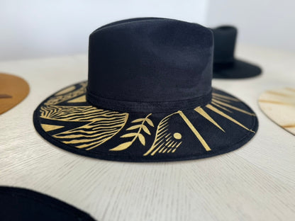 Gold Painted Suede Hat