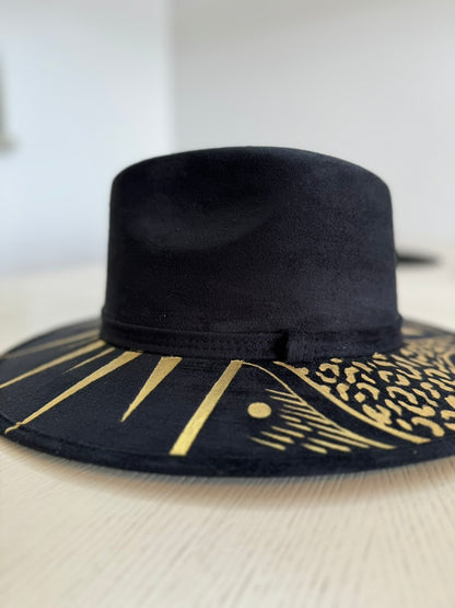 Gold Painted Suede Hat