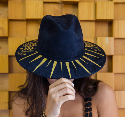 Gold Painted Suede Hat